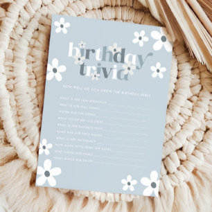 Tarjeta Pequeña Groovy Retro Daisy Chicas Primera Trivia de Cumple