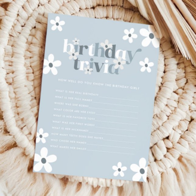 Tarjeta Pequeña Groovy Retro Daisy Chicas Primera Trivia de Cumple (Subido por el creador)