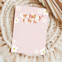 Groovy Retro Daisy Chicas Primera Trivia de Cumple