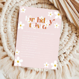 Tarjeta Pequeña Groovy Retro Daisy Chicas Primera Trivia de Cumple