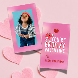 Tarjeta Pequeña Groovy Retro Gradient Valentine's Classroom Card