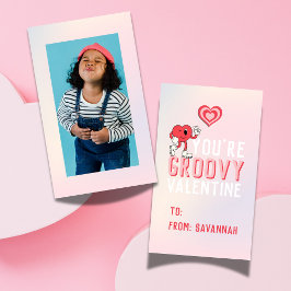Tarjeta Pequeña Groovy Retro Gradient Valentine's Classroom Card