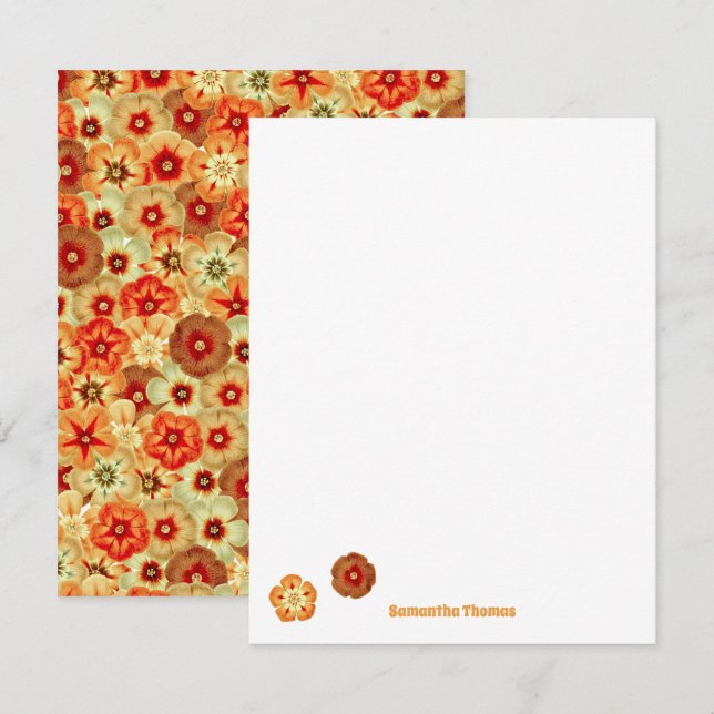 Tarjeta Pequeña Groovy Retro Naranja Hippie FlowPattern (Anverso / Reverso)