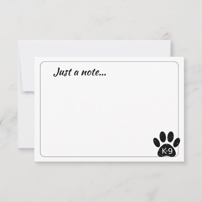 Tarjeta Pequeña Grunge Distressed Dog Paw K-9 Just a Note (Anverso)