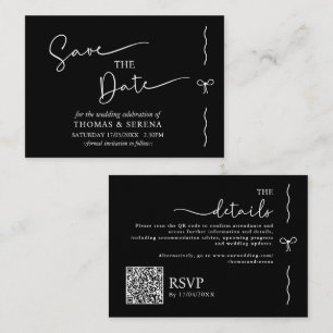 Tarjeta Pequeña Guardar el código QR de fecha Monocromo blanco neg