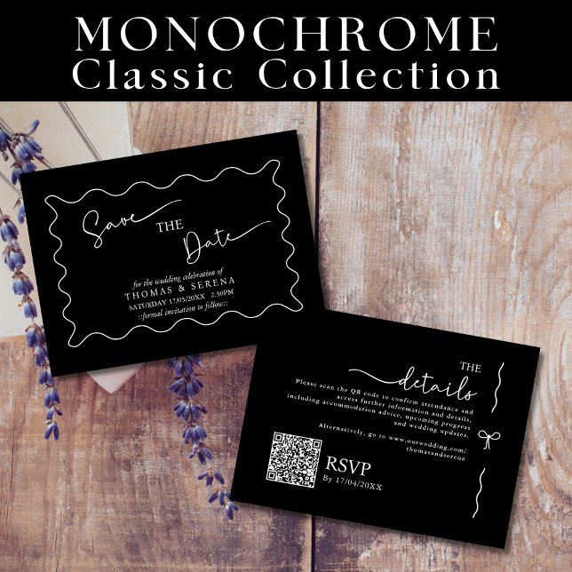 Tarjeta Pequeña Guardar el código QR de fecha Monocromo blanco neg (Subido por el creador)