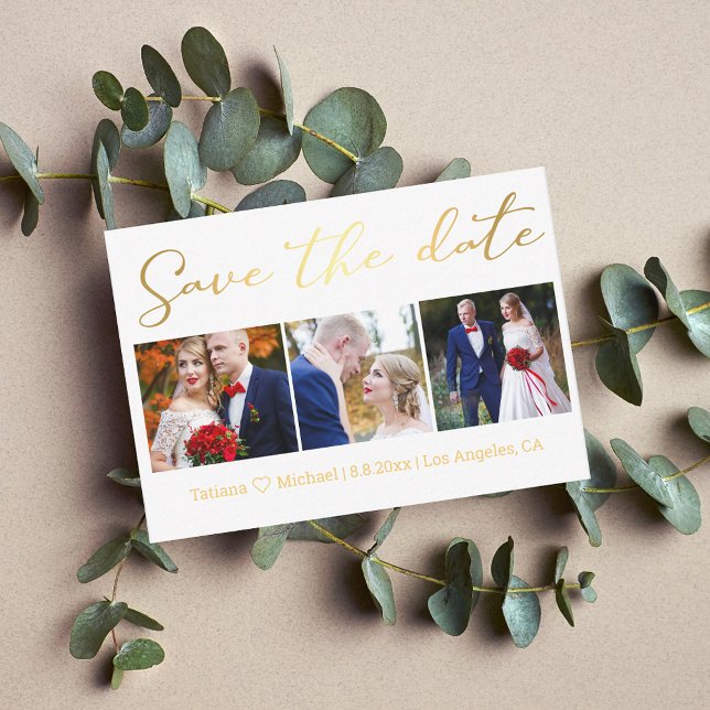 Tarjeta Pequeña guardar el collage de fotos del boda de moda de or (Subido por el creador)