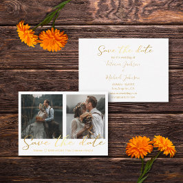 Tarjeta Pequeña guardar el collage de fotos del boda de oro de fec