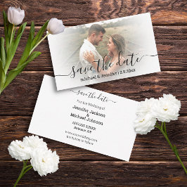Tarjeta Pequeña guardar la fecha moderna foto del boda de caligraf