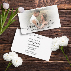 Tarjeta Pequeña guardar la fecha moderna foto del boda de caligraf