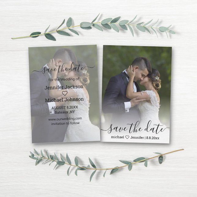 Tarjeta Pequeña guardar la foto del boda de caligrafía de moda de  (Subido por el creador)