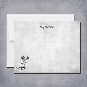 Tarjeta Pequeña Guay de época editable Top Hat Cat negro y blanco