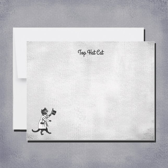 Tarjeta Pequeña Guay de época editable Top Hat Cat negro y blanco (Subido por el creador)