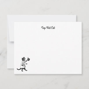 Tarjeta Pequeña Guay de época editable Top Hat Cat negro y blanco