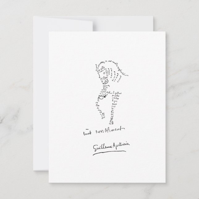 Tarjeta Pequeña Guillaume Apollinaire, Calligramme Cheval (Anverso)