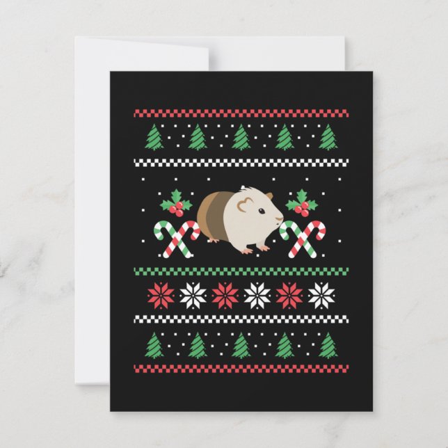Tarjeta Pequeña Guinea pig Dad ugly Christmas (Anverso)