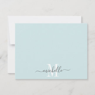 Tarjeta Pequeña Guión blanco azul monogramado personalizado