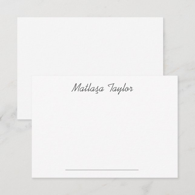 Tarjeta Pequeña Guión blanco simple personalizado (Anverso / Reverso)