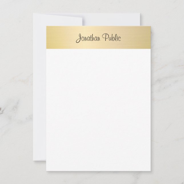 Tarjeta Pequeña Guión caligrafiado Modern Creative Gold Look (Anverso)