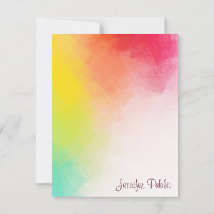 Tarjeta Pequeña Guión caligrafiado Monograma Colores arcoiris
