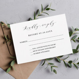 Tarjeta Pequeña Guión clásico respuesta de boda moderna RSVP