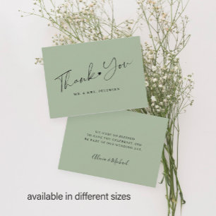 Tarjeta Pequeña Guión de agradecimiento para una boda con temática
