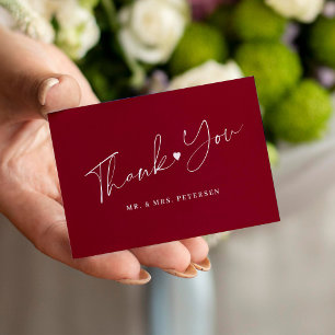 Tarjeta Pequeña Guión de agradecimiento para una boda con vino tin