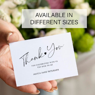 Tarjeta Pequeña Guión de baby shower económico gracias negro blanc