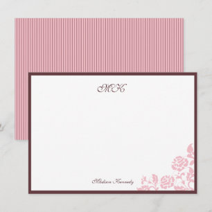 Tarjeta Pequeña Guión de banda rosada de encaje de Rosa vintage pe