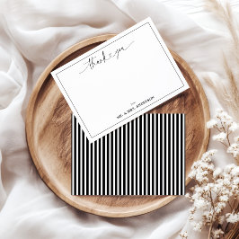 Tarjeta Pequeña Guión de caligrafía Bodas agradecimiento Rayas neg