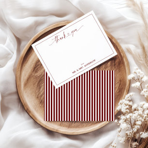 Tarjeta Pequeña Guión de Caligrafía Bodas Gracias Marrón Raya