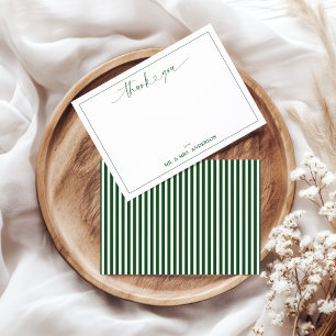 Tarjeta Pequeña Guión de Caligrafía Bodas Gracias Rayas Verdes