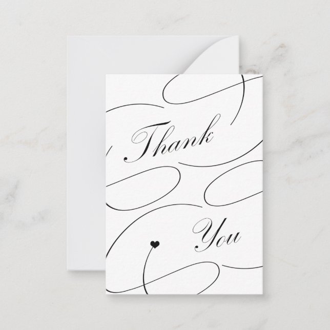 Tarjeta Pequeña Guión de caligrafía elegante simple gracias (Anverso)