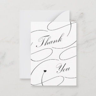 Tarjeta Pequeña Guión de caligrafía elegante simple gracias