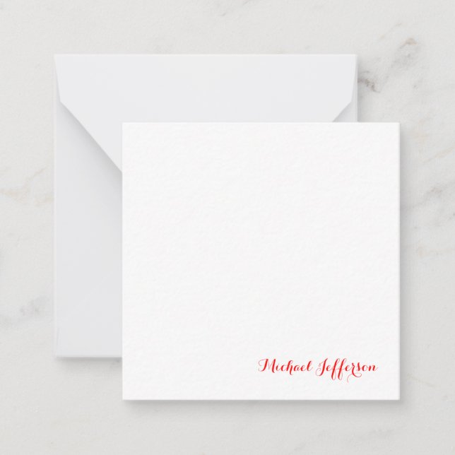 Tarjeta Pequeña Guión de escritura a mano Elegante sencillo blanco (Anverso)
