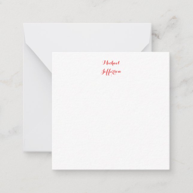 Tarjeta Pequeña Guión de escritura a mano Elegante sencillo blanco (Anverso)