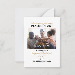 Tarjeta Pequeña Guión de foto familiar Paz fuera 2025 Año Nuevo