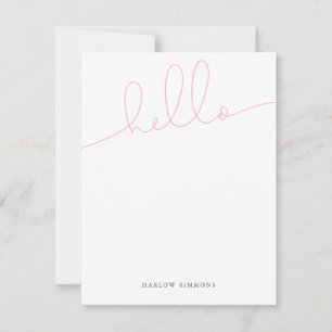 Tarjeta Pequeña Guión de HELLO rosado moderno