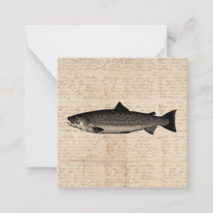 Tarjeta Pequeña Guión de Ilustracion de truchas de arte antipesque