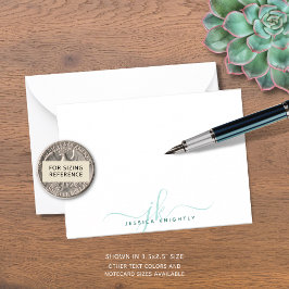 Tarjeta Pequeña Guión de Moda moderna Iniciales de Monograma Turqu