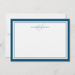 Tarjeta Pequeña Guión de monograma dos bordes elegancia simple Ver