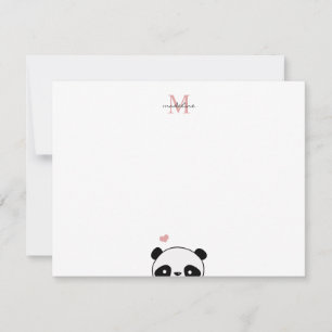 Tarjeta Pequeña Guión de monograma rosado de Rubor de Cuta Panda