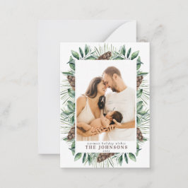 Tarjeta Pequeña Guión de Navidades de foto de Mini Winter Pine Con