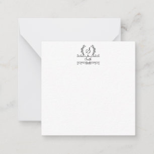 Tarjeta Pequeña Guión de nombre de familia monogramado con floritu