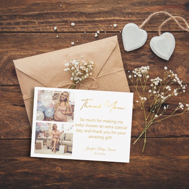 Tarjeta Pequeña guión dorado gracias baby ducha 2 fotos (Subido por el creador)