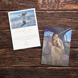 Tarjeta Pequeña guión dorado gracias graduación 2 fotos