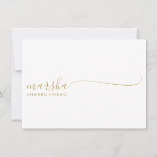 Tarjeta Pequeña Guión dorado Minimalista monograma par