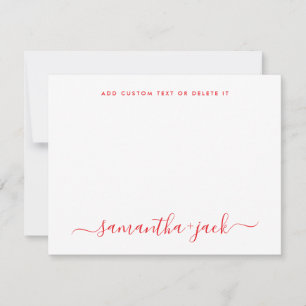 Tarjeta Pequeña Guión elegante minimalista elegante rojo