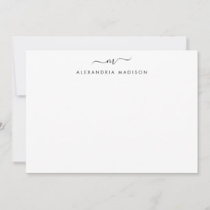 Tarjeta Pequeña Guión elegante Monograma Moderno Stationery