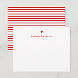Tarjeta Pequeña Guión elegante personalizado corazón rojo